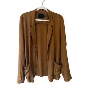 Talula Tan Camel Blazer Relaxed Open Front Women’s 6 Business Casual Neutral